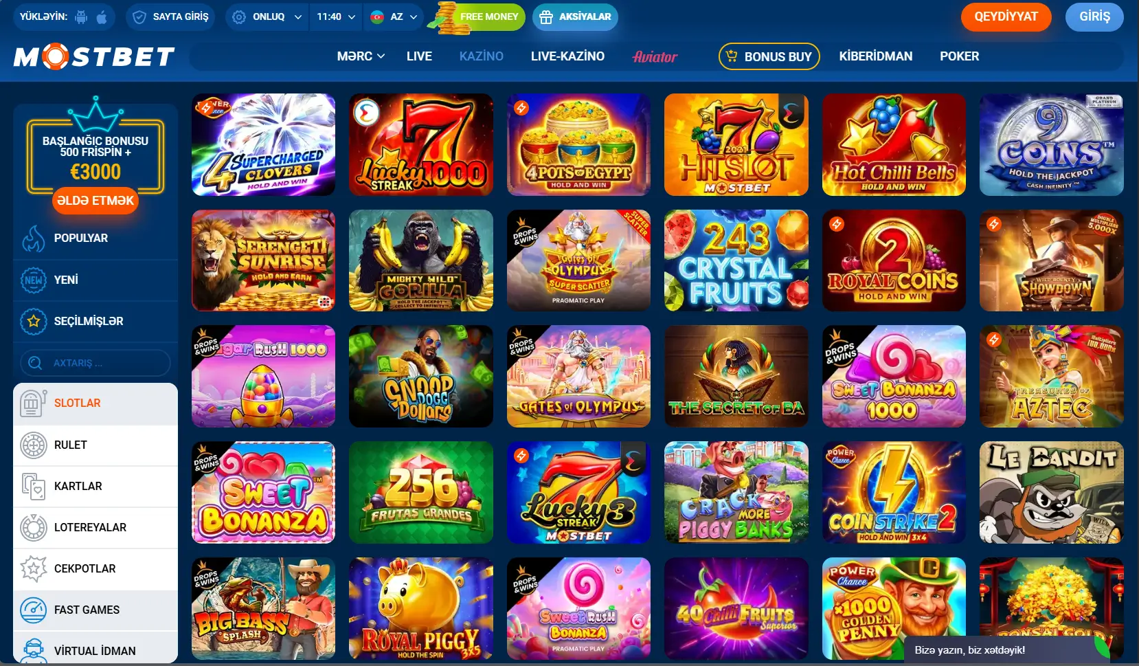 Mostbet kazino icmalı